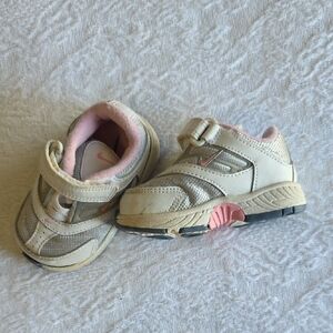 Nike Kids Cream and Pink Velcro Sneakers